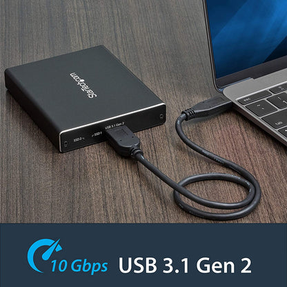 StarTech.com Dual-Slot Hard Drive Enclosure for M.2 SATA SSDs - USB 3.1 (10Gbps) - Aluminum - M.2 to SATA - Raid Drive Enclosure (SM22BU31C3R) USB-A &amp; USB-C Dual M.2 SATA