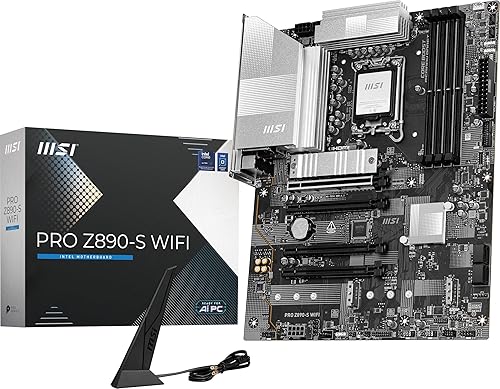 MSI PRO Z890-S WiFi ProSeries Motherboard (Support Core Ultra Series 2 Intel Processors, LGA 1851, DDR5, PCIe 5.0, M.2, SATA, 2.5Gbps LAN, USB Type-C, Wi-Fi 7, Bluetooth 5.4, Thunderbolt 4, ATX)