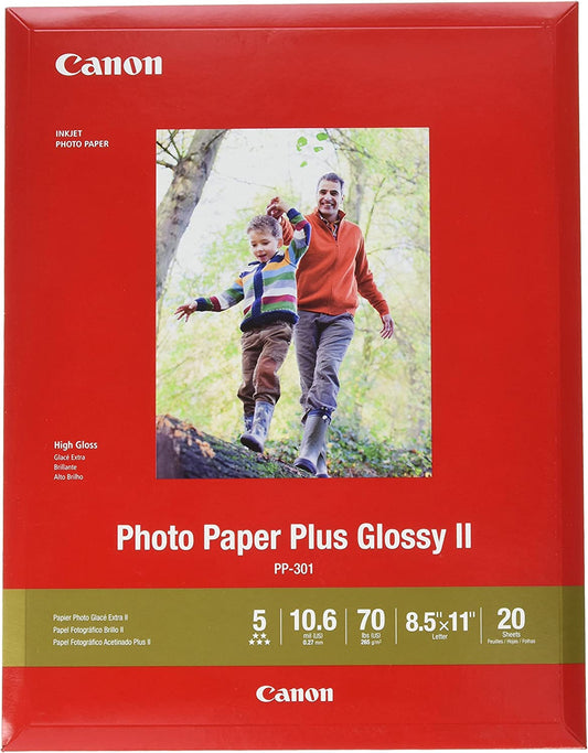 Canon 1432C003 PP-301 LTR Photo Paper Plus Glossy Letter (20 Sheets/Package) 8.5"x11" 20 Sheets