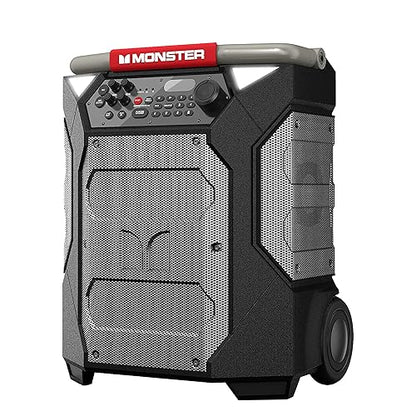 Monster Rockin' Roller 270 Portable Indoor/Outdoor Wireless Speaker, 200 Watts, Up to 100 Hours Playtime, IPX4 Water Resistant, Qi Charger, Connect to Another TWS Speaker