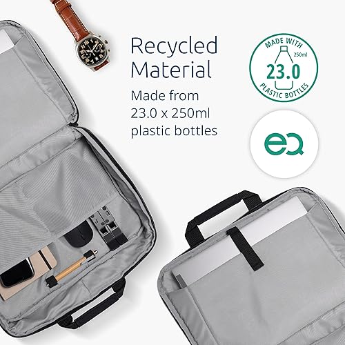 Kensington EQ 16" Laptop Carrying Case, Protective with Padded Straps and Compartments, Clampshell Design, Made from 23.0 x 250ml Plastic Bottles - for Laptops Up to 16" (K60390WW)
