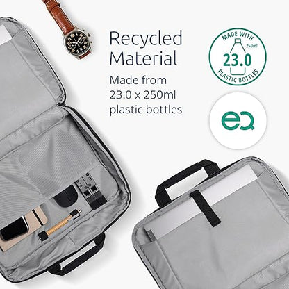 Kensington EQ 16" Laptop Carrying Case, Protective with Padded Straps and Compartments, Clampshell Design, Made from 23.0 x 250ml Plastic Bottles - for Laptops Up to 16" (K60390WW)