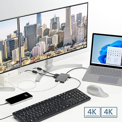 Kensington UH1450P Dual 4K Monitor USB-C Hub, Laptop Docking Stations with Dual 1.4++ DisplayPort Ports, 85W Charging for Thunderbolt 3/4 and USB-C Devices, 2X USB-A 3.2, 1 USB-C Port (K36900WW)