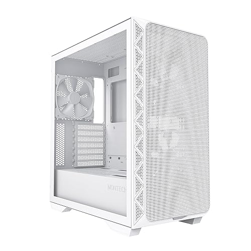 Montech AIR 903 Base, E-ATX Mid Tower Case, High Airflow with Max Capacity, 3X 140mm PWM Fans Pre-Installed, Tempered Glass Side Panel, Mesh Front, Type-C, Support 4090 GPUs, White AIR 903 Base (W)