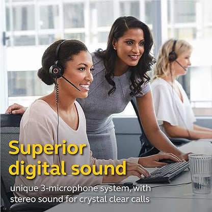 Jabra Engage 50 Wired Headset, Stereo – Telephone Headset with 3-Microphone System, Blocks Out Background Noise for Increased Agent Focus, Features Enhanced Hearing Protection, 5099-610-189 Engage 50 Stereo