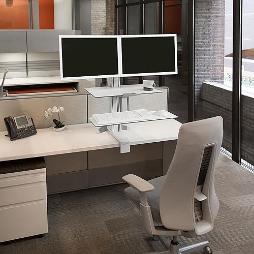 Ergotron WorkFit-S Dual Monitor with Worksurface and Stand, White
