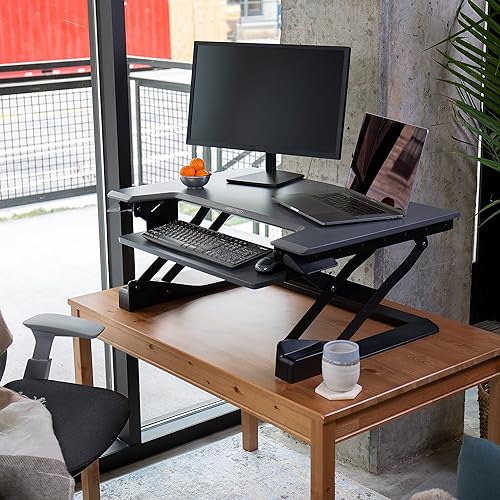 Ergotron – WorkFit-T Standing Desk Converter, Dual Monitor Sit Stand Desk Riser for Tabletops – 35 Inch Width, Black 35 wide Black