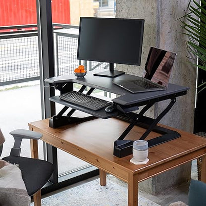 Ergotron – WorkFit-T Standing Desk Converter, Dual Monitor Sit Stand Desk Riser for Tabletops – 35 Inch Width, Black 35 wide Black