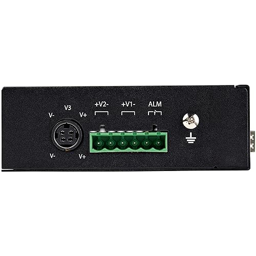 StarTech.com Industrial 5 Port Gigabit Ethernet Switch 5 PoE RJ45 +2 SFP Slots 30W PoE+ 48VDC 10/100/1000 Power Over Ethernet LAN Switch -40C to 75C with DIN Connector/Mountable (IES1G52UPDIN)