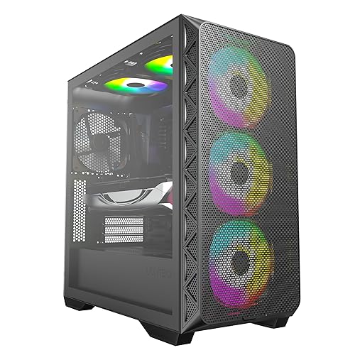 Montech AIR 903 MAX, E-ATX Mid Tower Case, High Airflow, 3x 140mm ARGB PWM & 1x 140mm PWM Fans Pre-installed, Tempered Glass Side Panel, Mesh Front, Type-C, Support 4090 GPUs, Black AIR 903 MAX (B)
