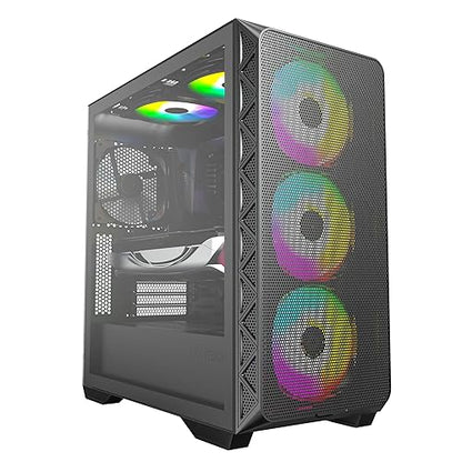 Montech AIR 903 MAX, E-ATX Mid Tower Case, High Airflow, 3x 140mm ARGB PWM & 1x 140mm PWM Fans Pre-installed, Tempered Glass Side Panel, Mesh Front, Type-C, Support 4090 GPUs, Black AIR 903 MAX (B)