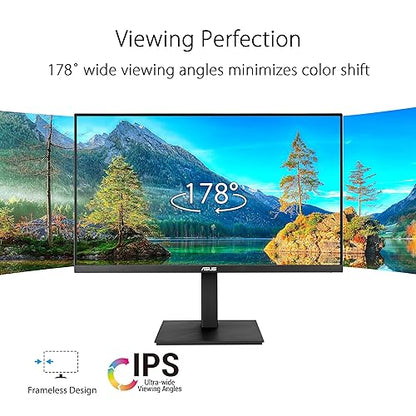 ASUS 27” 4K Business Monitor (VA27UQSB) - UHD (3840 x 2160), IPS, Frameless, HDR10, DisplayPort, Dual HDMI, Speakers, Eye Care, Ergonomic, pivot, swivel, height adjustable, DisplayWidget, 3yr warranty