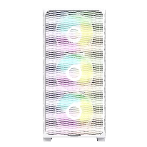 Montech AIR 903 MAX, E-ATX Mid Tower Case, High Airflow, 3X 140mm ARGB PWM & 1x 140mm PWM Fans Pre-Installed, Tempered Glass Side Panel, Mesh Front, Type-C, Support 4090 GPUs, White AIR 903 MAX (W)