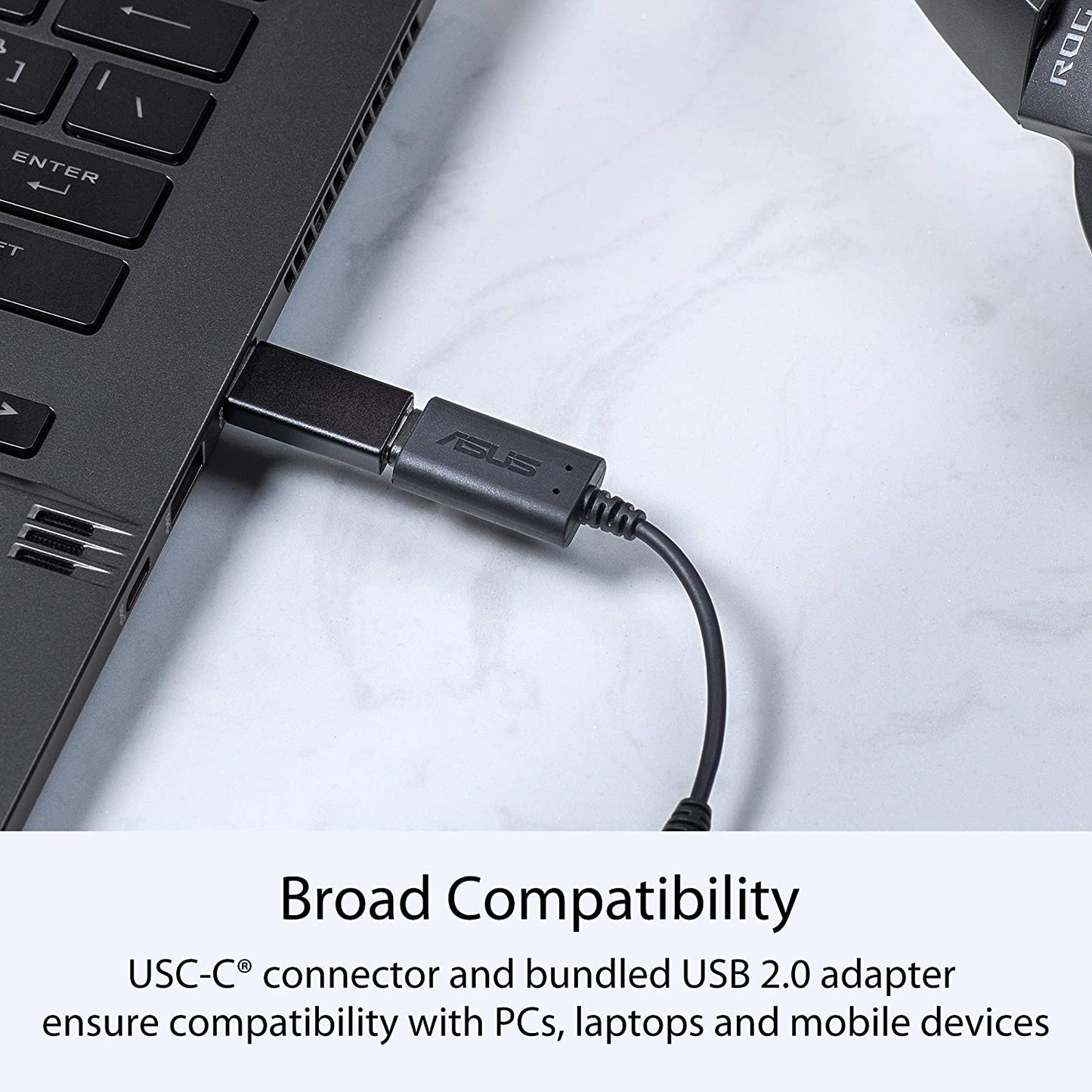 ASUS Ai Noise-Canceling Mic Adapter | Built-in Artificial Intelligence Isolates Background Noise, Enhance Voice Clarity | Improve Quality of Conference Calls, Music | Supports USB-C &amp; USB 2.0-3.5 mm