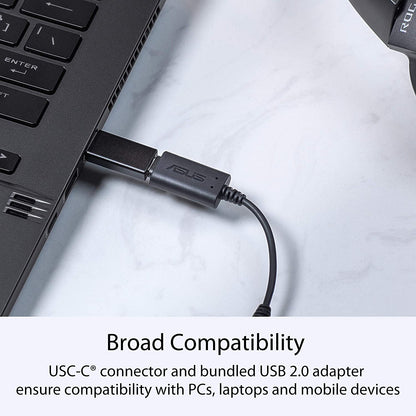 ASUS Ai Noise-Canceling Mic Adapter | Built-in Artificial Intelligence Isolates Background Noise, Enhance Voice Clarity | Improve Quality of Conference Calls, Music | Supports USB-C &amp; USB 2.0-3.5 mm