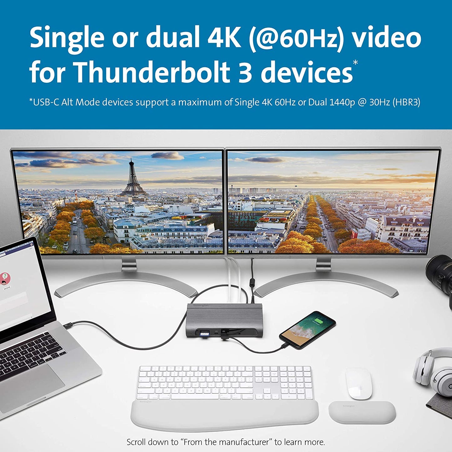 Kensington SD5600T 14-in-1 USB-C and Thunderbolt 3 Dock - Compatible with Mac and Windows, 96W Laptop Charging, 2X HDMI 2.0 and DisplayPort, 7X USB Ports, Ethernet, Audio, SD/MicroSD (K34009US)