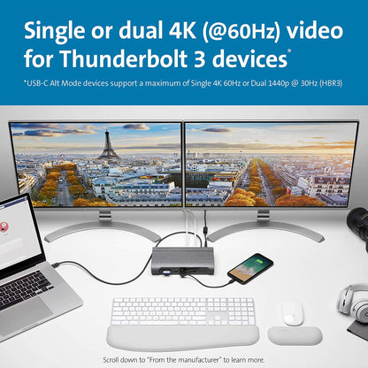 Kensington SD5600T 14-in-1 USB-C and Thunderbolt 3 Dock - Compatible with Mac and Windows, 96W Laptop Charging, 2X HDMI 2.0 and DisplayPort, 7X USB Ports, Ethernet, Audio, SD/MicroSD (K34009US)