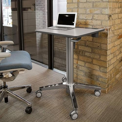 Ergotron – LearnFit Mobile Standing Desk, Adjustable Height Small Rolling Laptop Computer Sit Stand Desk with Wheels for Classroom, Office, Medical or Home Use – Adjusts from 33 to 49 Inches – Grey Tall, 33-49 worksurface Grey