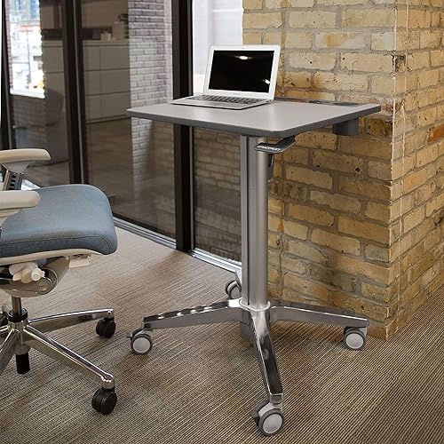Ergotron – LearnFit Mobile Standing Desk, Adjustable Height Small Rolling Laptop Computer Sit Stand Desk with Wheels for Classroom, Office, Medical or Home Use – Adjusts from 29 to 45 Inches – Grey Short, 29-45 worksurface Grey