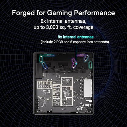 ASUS ROG Strix GS-BE12000 WiFi 7 Tri-Band Router, 12000 Mbps, 20G Wired Capacity, 3,000 sq. ft. Coverage, 2.0GHz Quad-core CPU, Game Acceleration, Triple-Level Security, AiMesh Compatible