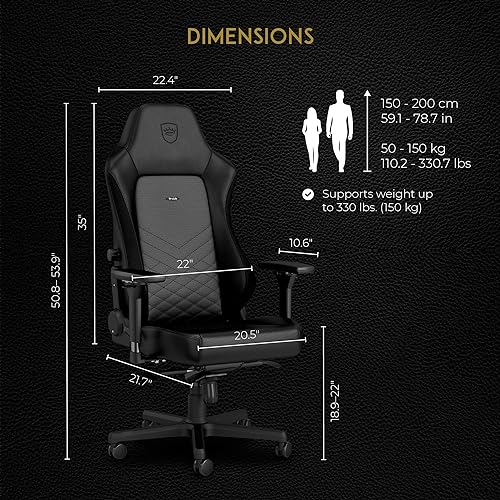 noblechairs Hero Gaming Chair - Office Chair - Desk Chair - PU Faux Leather - Black