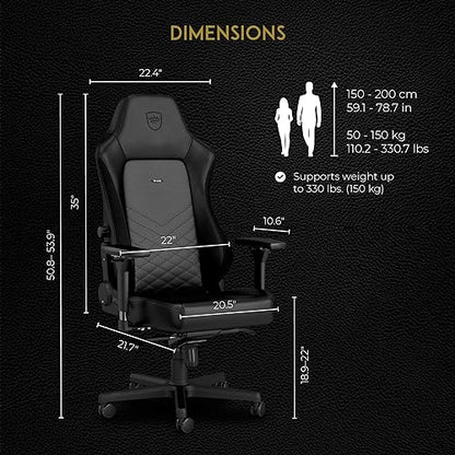 noblechairs Hero Gaming Chair - Office Chair - Desk Chair - PU Faux Leather - Black