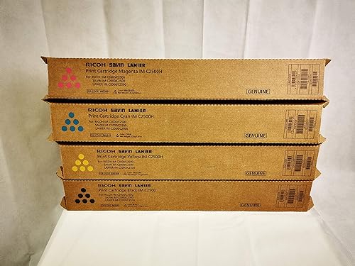 Genuine Ricoh 842307, 842308, 842309, 842310 IM C2500 Toner Cartridges (1 Set of 4) + A Free Car Refresher