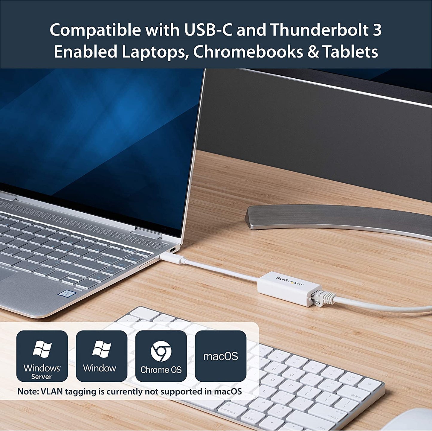 StarTech.com USB C to Gigabit Ethernet Adapter - White - USB 3.1 to RJ45 LAN Network Adapter - USB Type C to Ethernet (US1GC30W) White Standard (White) Adapter
