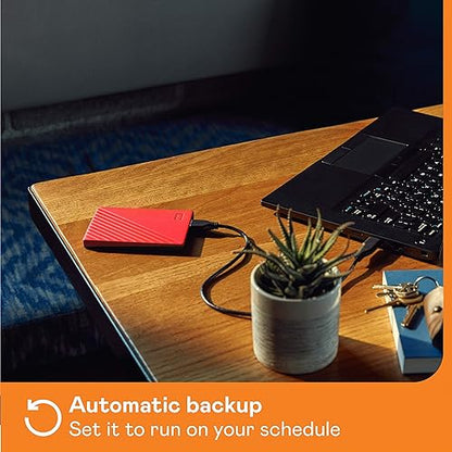 WD Western Digital My Passport WDBPKJ0040BRD-WESN 4 TB Portable Hard Drive - External - Red - USB 3.0 - 256-bit Encryption Standard