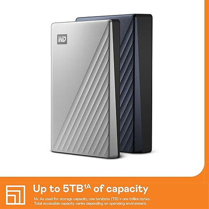 Western Digital 2TB My Passport Ultra Silver Portable External Hard Drive, USB-C - WDBC3C0020BSL-WESN Silver 2TB PC