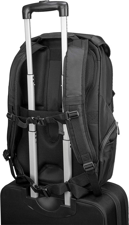 Targus Voyager II Travel and Commuter Business Backpack with Hideaway RainCover, Sternum &amp; Waist Buckled Straps, Trolley Strap, Padded Shock-Absorbing Protection for 17.3-Inch Laptop, Black (TSB953GL) Voyager II Backpack