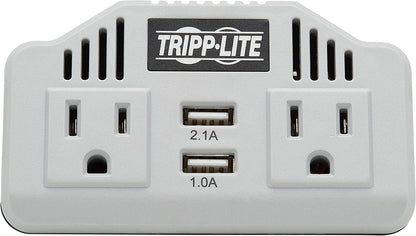 Tripp Lite 400W Car Power Inverter with 2 Outlets &amp; 2 USB Charging Ports, Auto Inverter, Ultra Compact (PV400USB),Gray