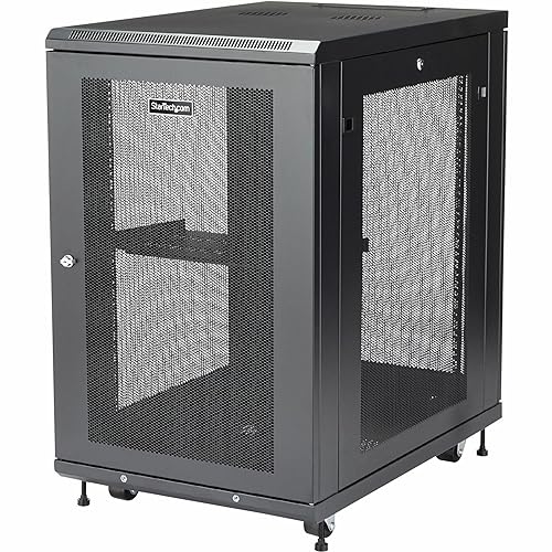 StarTech.com 4-Post 18U Server Rack Cabinet, 19 Data Rack Cabinet for IT / Network Equipment, with Adjustable Mounting Rails 18U Cabinet RK1833BKM