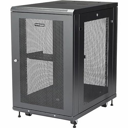 StarTech.com 4-Post 18U Server Rack Cabinet, 19 Data Rack Cabinet for IT / Network Equipment, with Adjustable Mounting Rails 18U Cabinet RK1833BKM