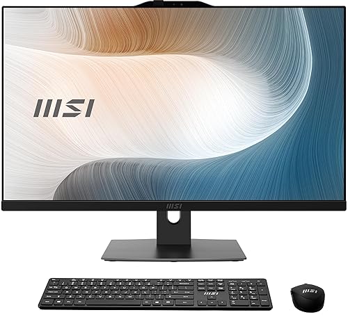 MSI Modern AM272P AIO Desktop: 27" FHD, Intel Core 5-120U, 16GB Memory, 1TB M.2 NVMe SSD, WiFi 6E, BT 5.3, Windows 11 Home: Black 1M-822US Core 5-120U 16 GB 1 TB Integrated 27" FHD Black