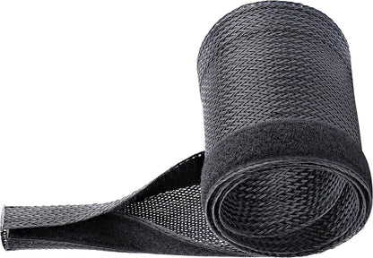 StarTech.com 10ft (3m) Cable Management Sleeve, Trimmable Heavy Duty Cable Wrap, 1.2" (3cm) Dia. Polyester Mesh Computer Cable Manager/Protector/Concealer, Black Cord Organizer/Hider (WKSTNCMFLX)
