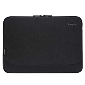 Targus Mobile Essentials Sleeve Modern Style with Durable Water-Repellent Nylon, Back Zip Pocket Pouch, Protective Slipcase fits 13-14-Inch Laptop/Notebook, Gray (TBS646GL)
