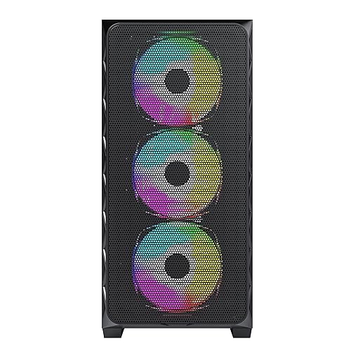 Montech AIR 903 MAX, E-ATX Mid Tower Case, High Airflow, 3x 140mm ARGB PWM & 1x 140mm PWM Fans Pre-installed, Tempered Glass Side Panel, Mesh Front, Type-C, Support 4090 GPUs, Black AIR 903 MAX (B)