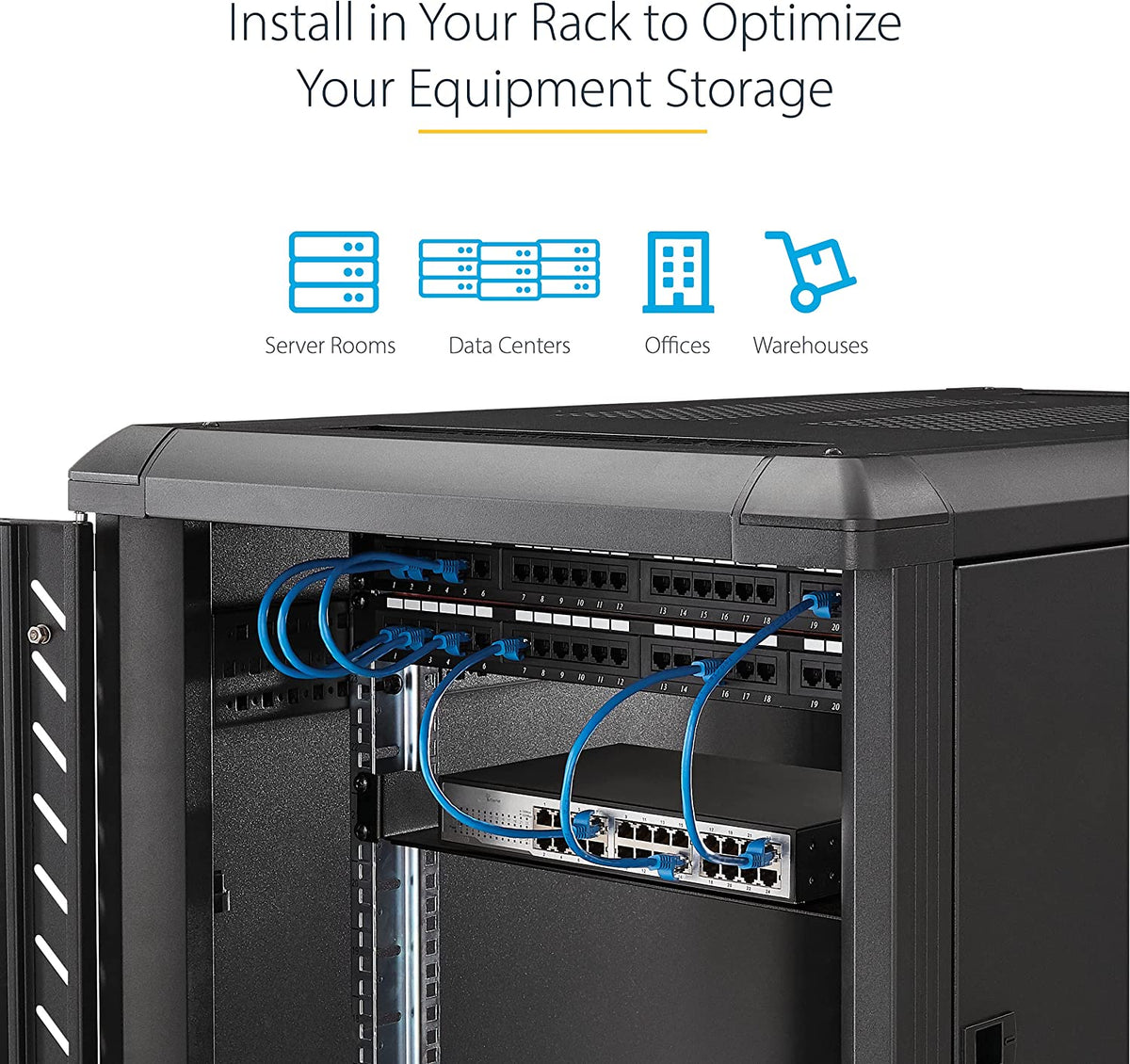 StarTech.com 1U Server Rack Shelf - Universal Rack Mount Cantilever Shelf for 19" Network Equipment Rack &amp; Cabinet - Heavy Duty Steel – Weight Capacity 33lb/15kg - 7" Deep Tray, Black (CABSHELF1U) 7" Depth 1U Rack Shelf