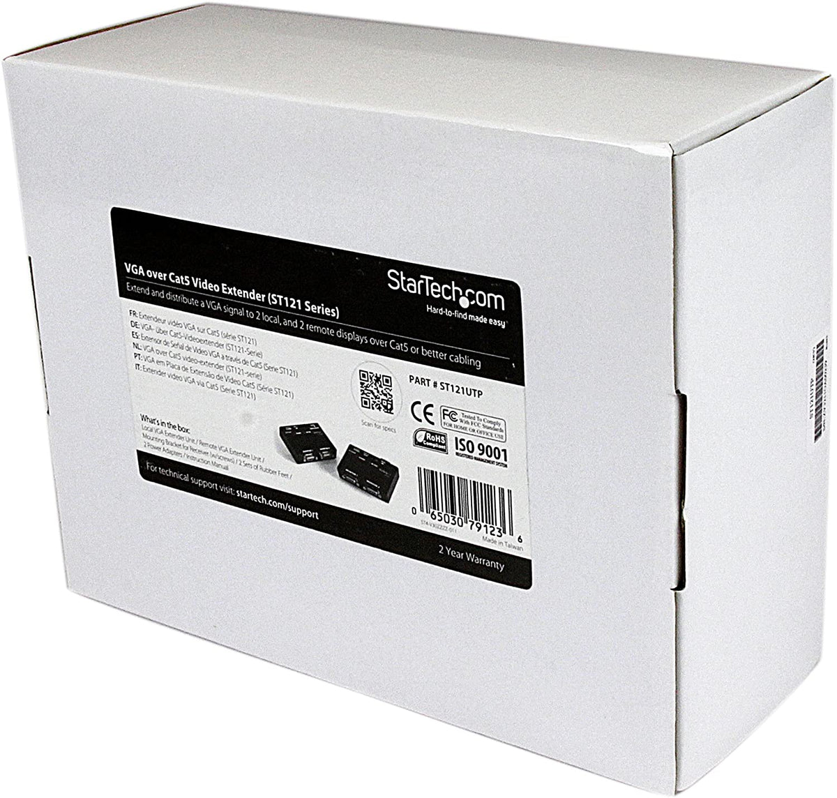 StarTech.com VGA Video Extender over Cat5 (ST121 Series) - Up to 500ft (150m) - VGA over Cat 5 Extender - 2 Local and 2 Remote (ST121UTP) No Audio Support Two power adapters