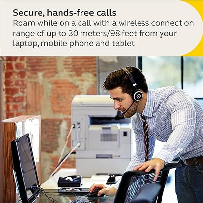 Jabra Evolve 65 SE Link380a UC Stereo- Bluetooth Headset with Noise-Cancelling Microphone, Long-Lasting Battery and Dual Connectivity - Works with All Other Platforms - Black