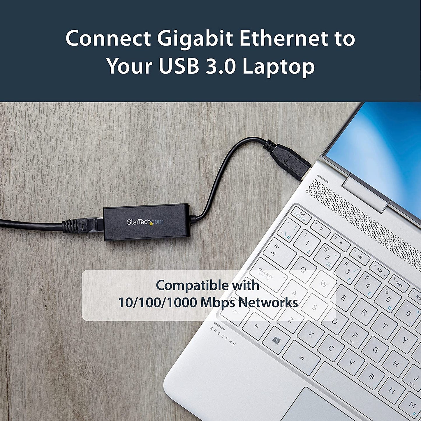 StarTech.com USB 3.0 to Gigabit Ethernet Adapter - 10/100/1000 NIC Network Adapter - USB 3.0 Laptop to RJ45 LAN (USB31000S) Black