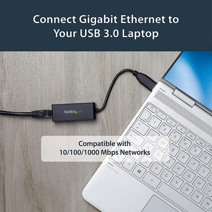 StarTech.com USB 3.0 to Gigabit Ethernet Adapter - 10/100/1000 NIC Network Adapter - USB 3.0 Laptop to RJ45 LAN (USB31000S) Black