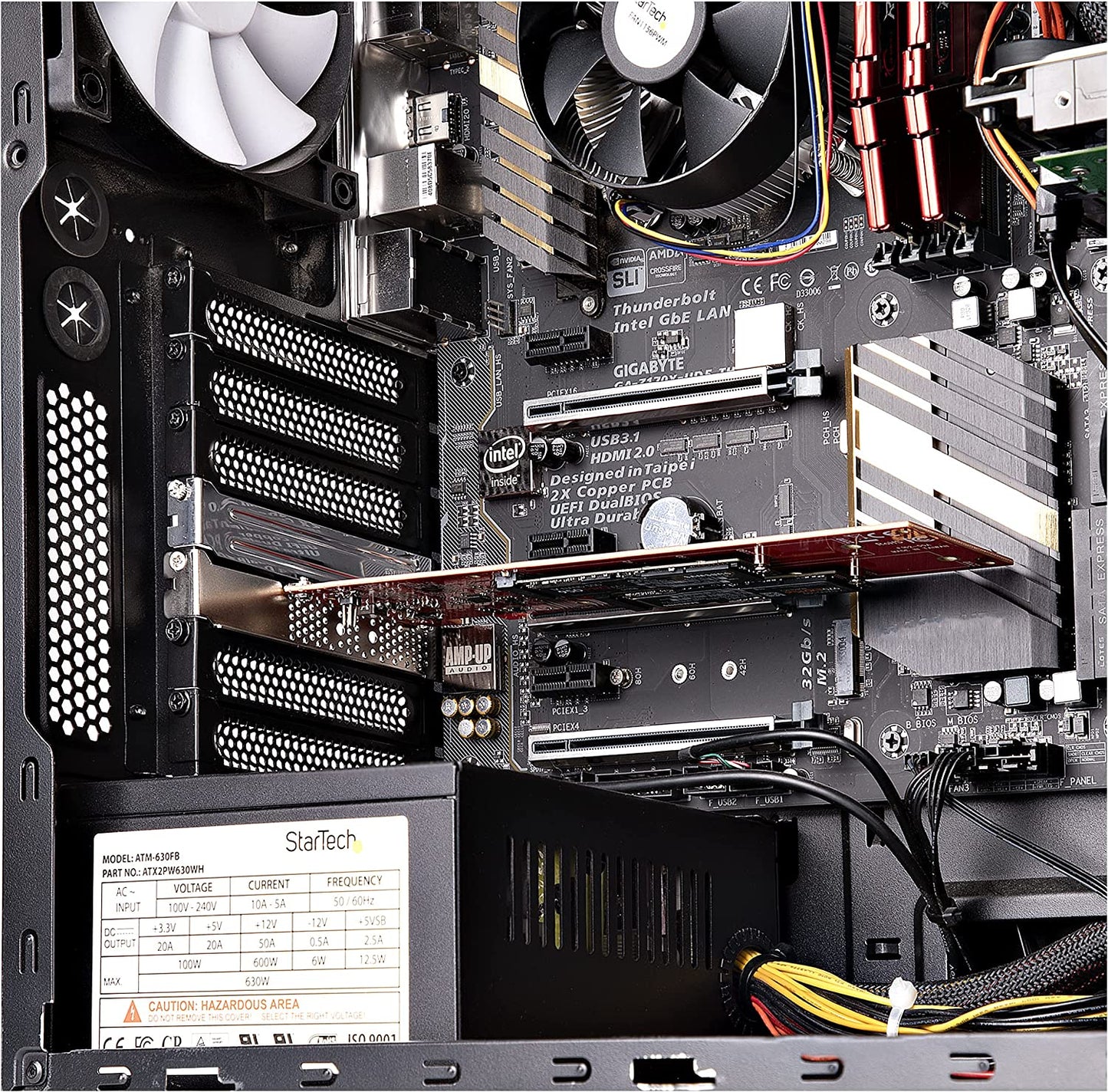 StarTech.com Dual M.2 PCIe SSD Adapter Card, PCIe x8 / x16 to Dual NVMe or AHCI M.2 SSDs, PCI Express 4.0, 7.8GBps/Drive, Bifurcation Required - Windows/Linux Compatible (DUAL-M2-PCIE-CARD-B)