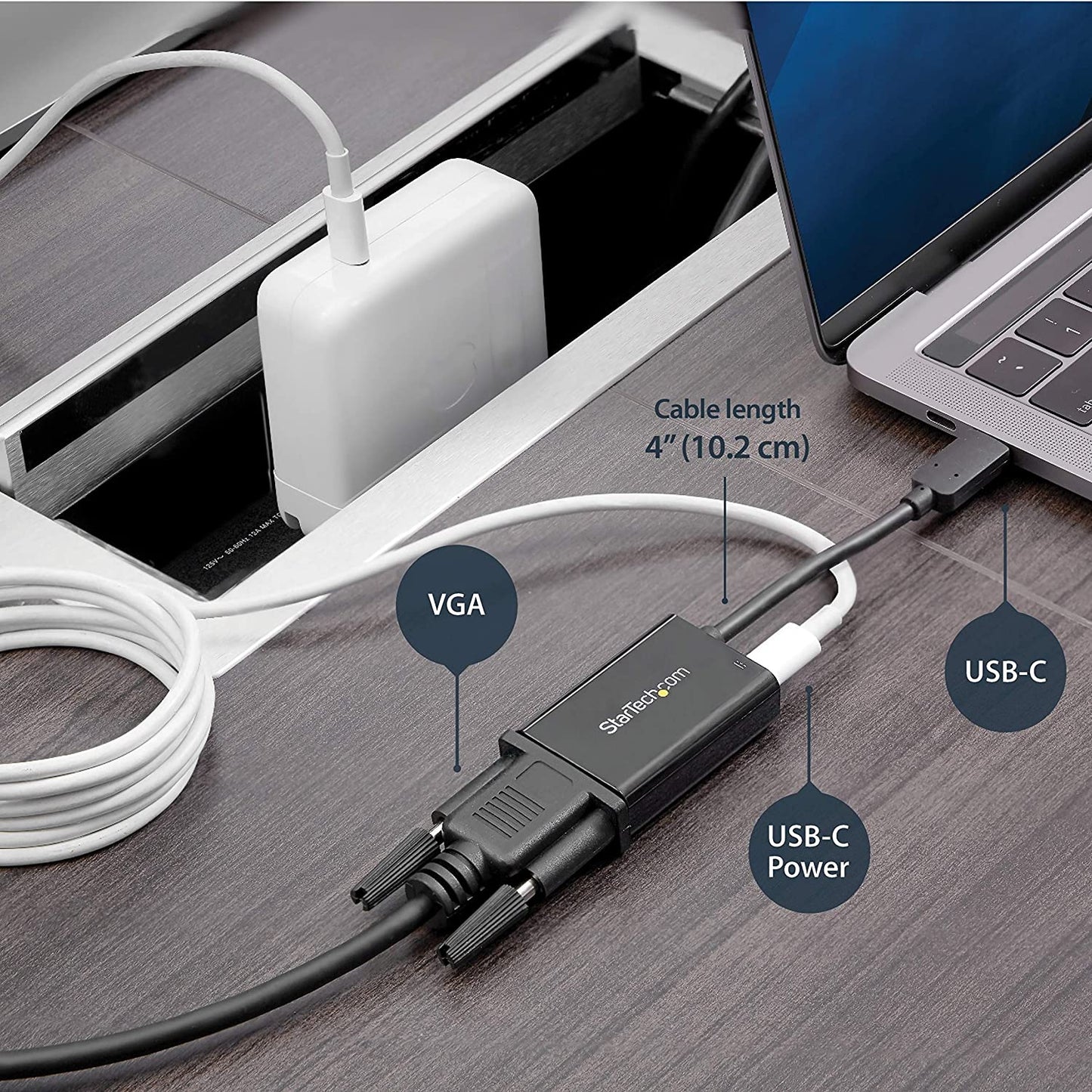StarTech.com USB C to VGA Adapter with Power Delivery - 1080p USB Type-C to VGA Monitor Video Converter w/ Charging - 60W PD Pass-Through - Thunderbolt 3 Compatible - Black (CDP2VGAUCP)