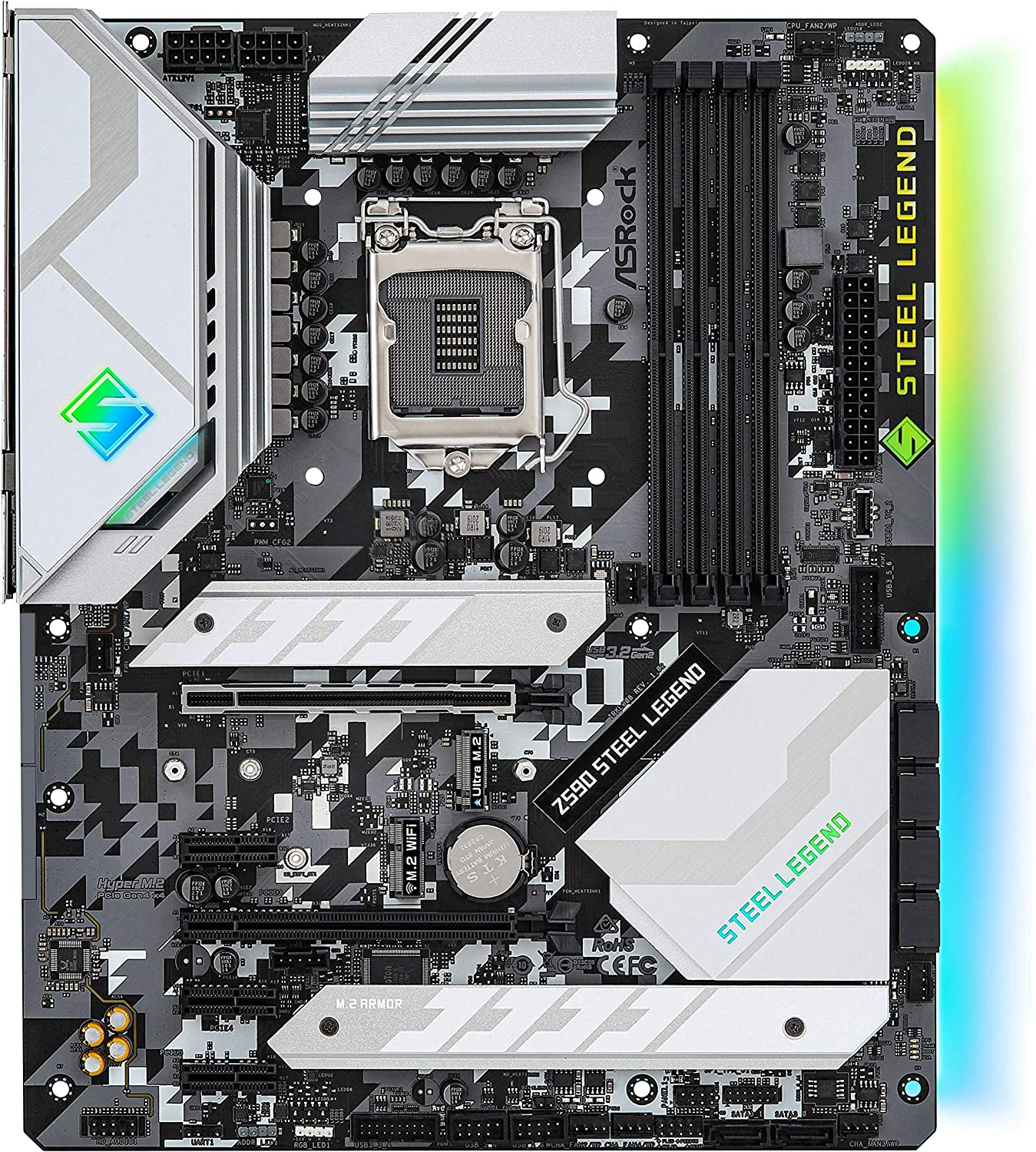 ASRock Z590 Steel Legend Compatible with Intel 10th and 11th Generation CPU (LGA1200) Z590 with Chipset