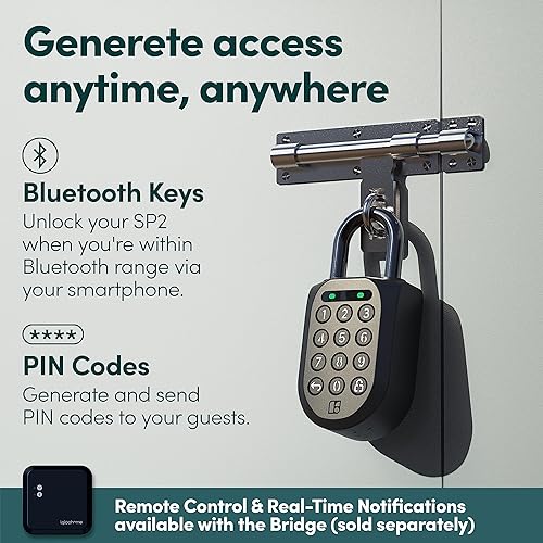 Igloohome Smart Padlock 2 (SP2), Generate Access from Anywhere, No WiFi Needed, Compatible with iPhone & Android – Weatherproof, Waterproof and Rechargeable Battery