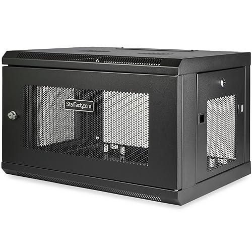 StarTech.com 2-Post 6U Wall Mount Network Cabinet w/ 1U Shelf, 19 Wall-Mounted Server Rack for IT / Data Computer Equipment 6U| 14.6 Depth Cabinet