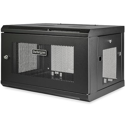 StarTech.com 2-Post 6U Wall Mount Network Cabinet w/ 1U Shelf, 19 Wall-Mounted Server Rack for IT / Data Computer Equipment 6U| 14.6 Depth Cabinet