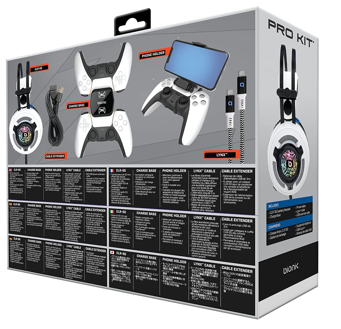 Bionik BNK-9083 PS5 Pro Kit - Essential Accessories - Headset, Charge Base, Cable